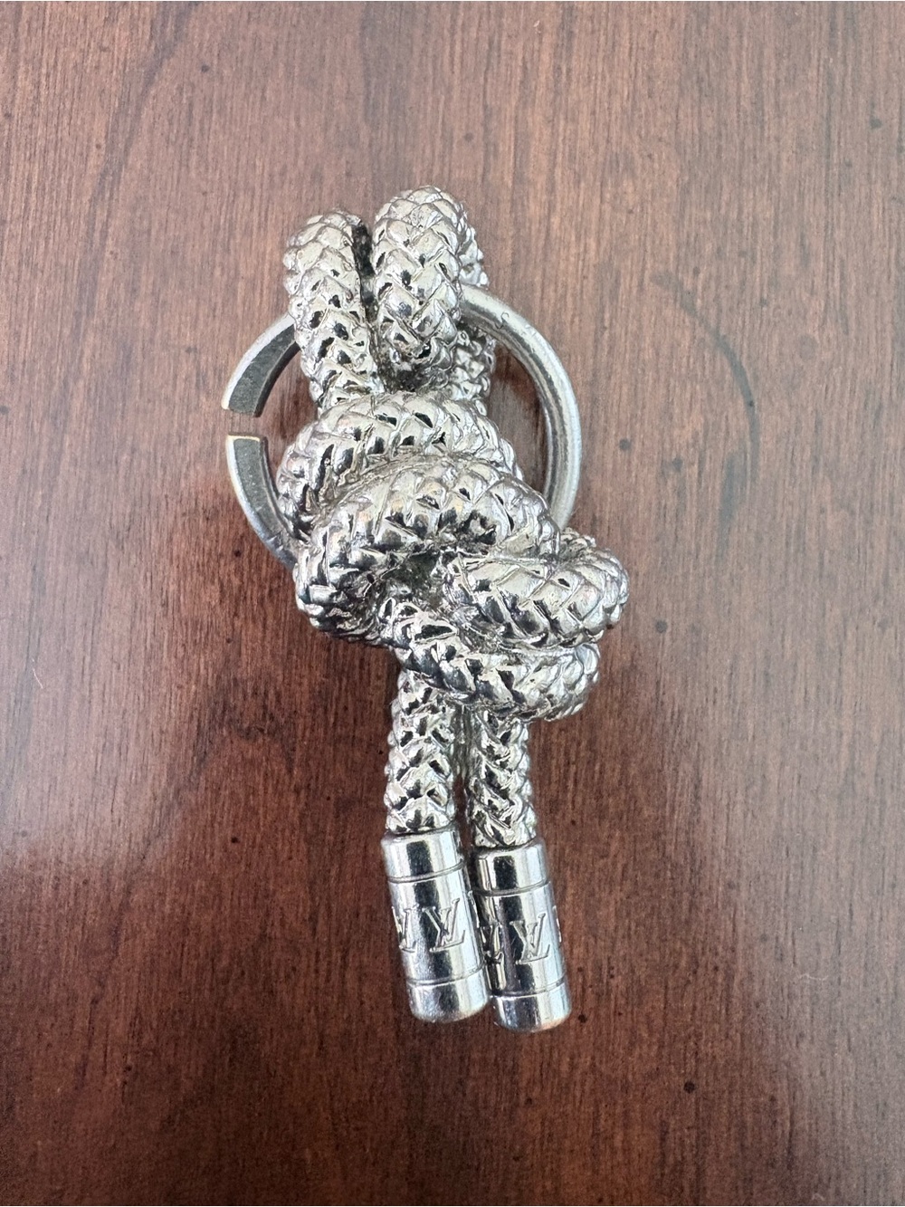 Authentic Louis Vuitton Vintage Silver Tone Knot Bag Charm Key Holder